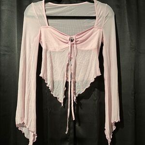 Pink Sheer Long Sleeve Top